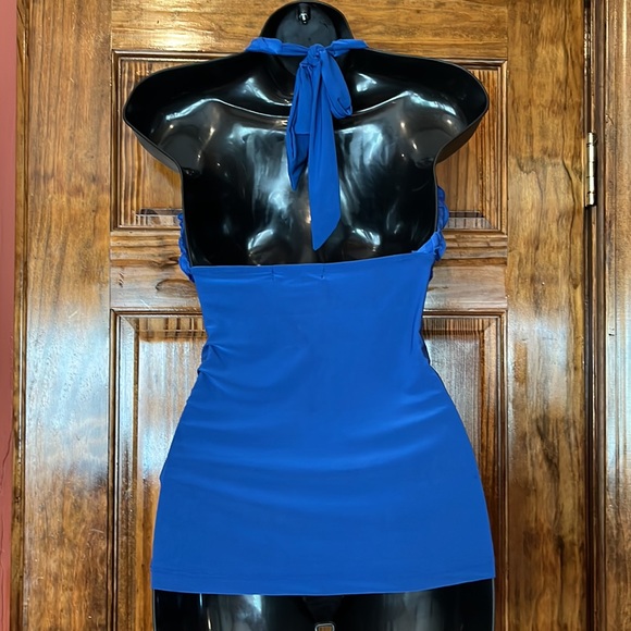 Sexy Royal Blue Ruffle Halter Top - Picture 4 of 6